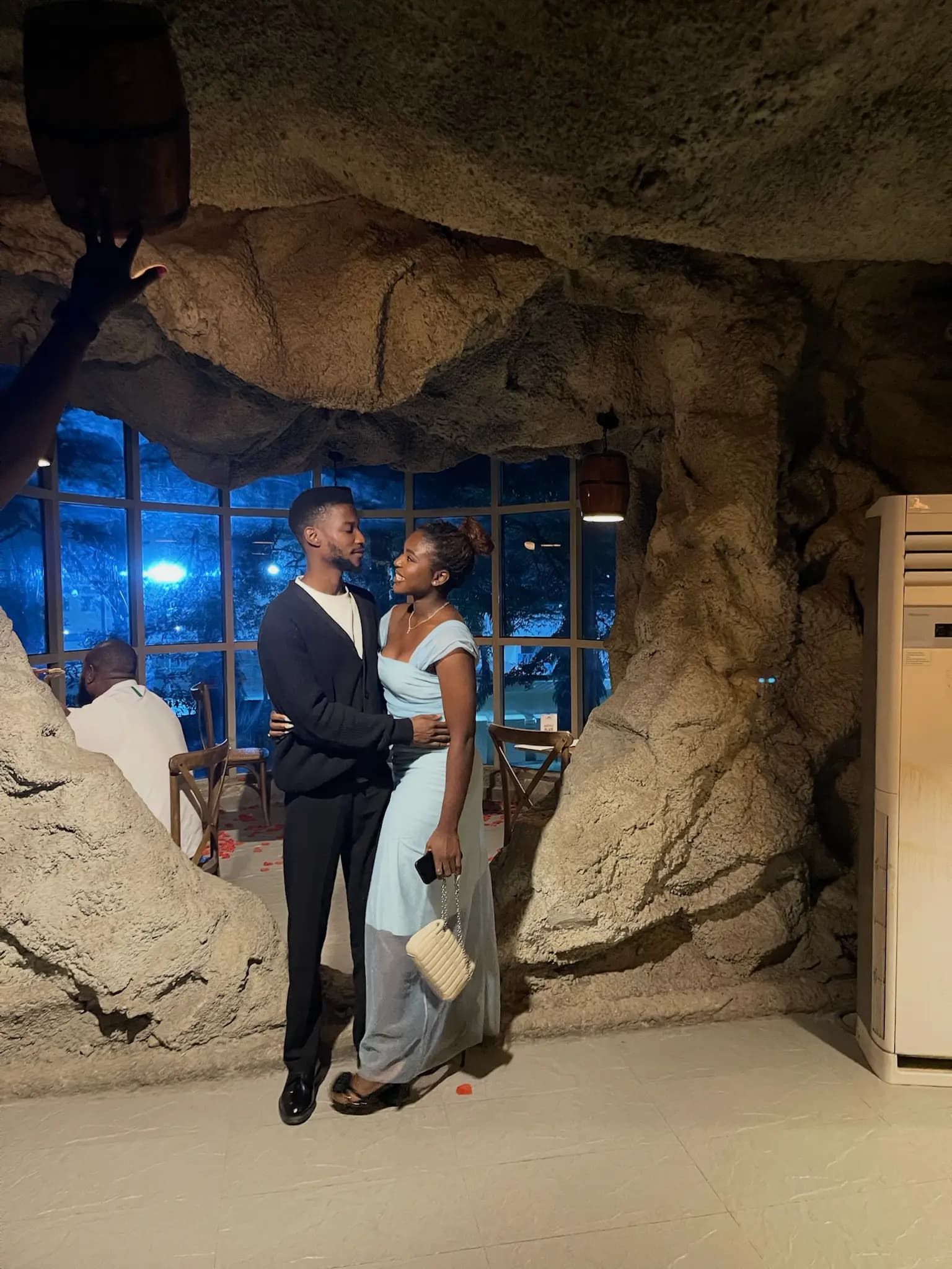 Bride and groom at an elegant bar venue