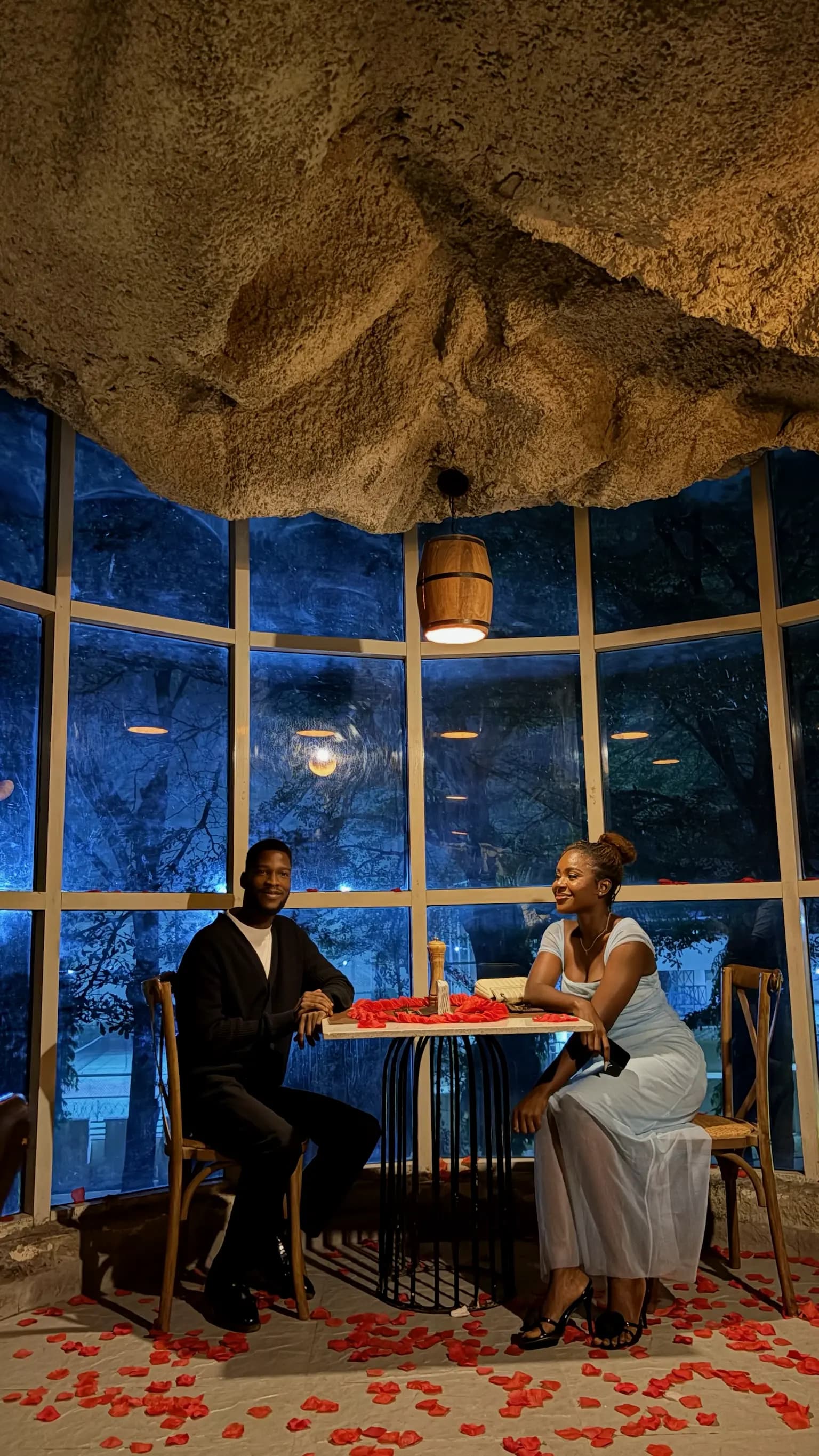 Bride and groom at an elegant bar venue
